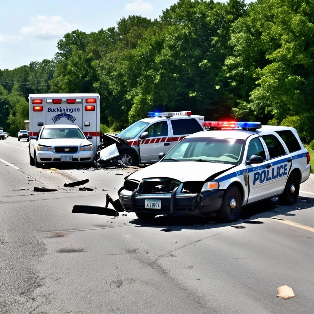 Car Accident Scene in Buckingham, VA