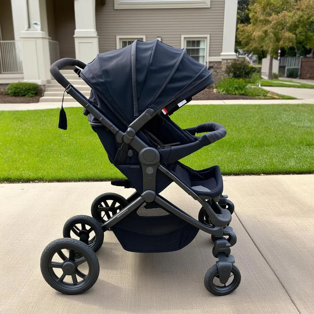 Bugaboo Fox 5 with a compatible car seat attached.