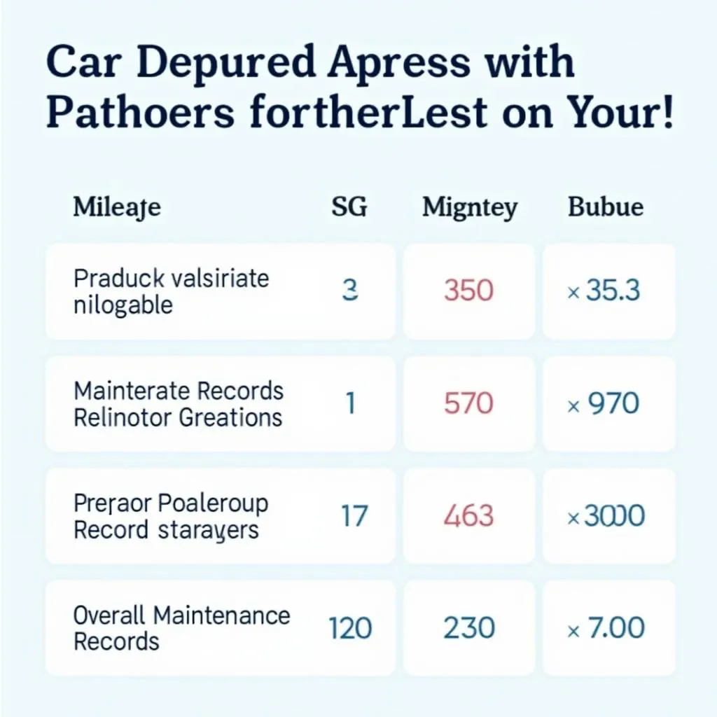 Car depreciation calculation table