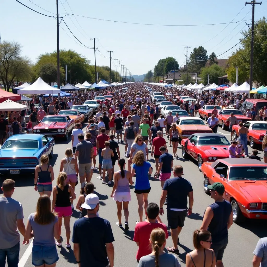 Attendees enjoying the Campbell Car Show