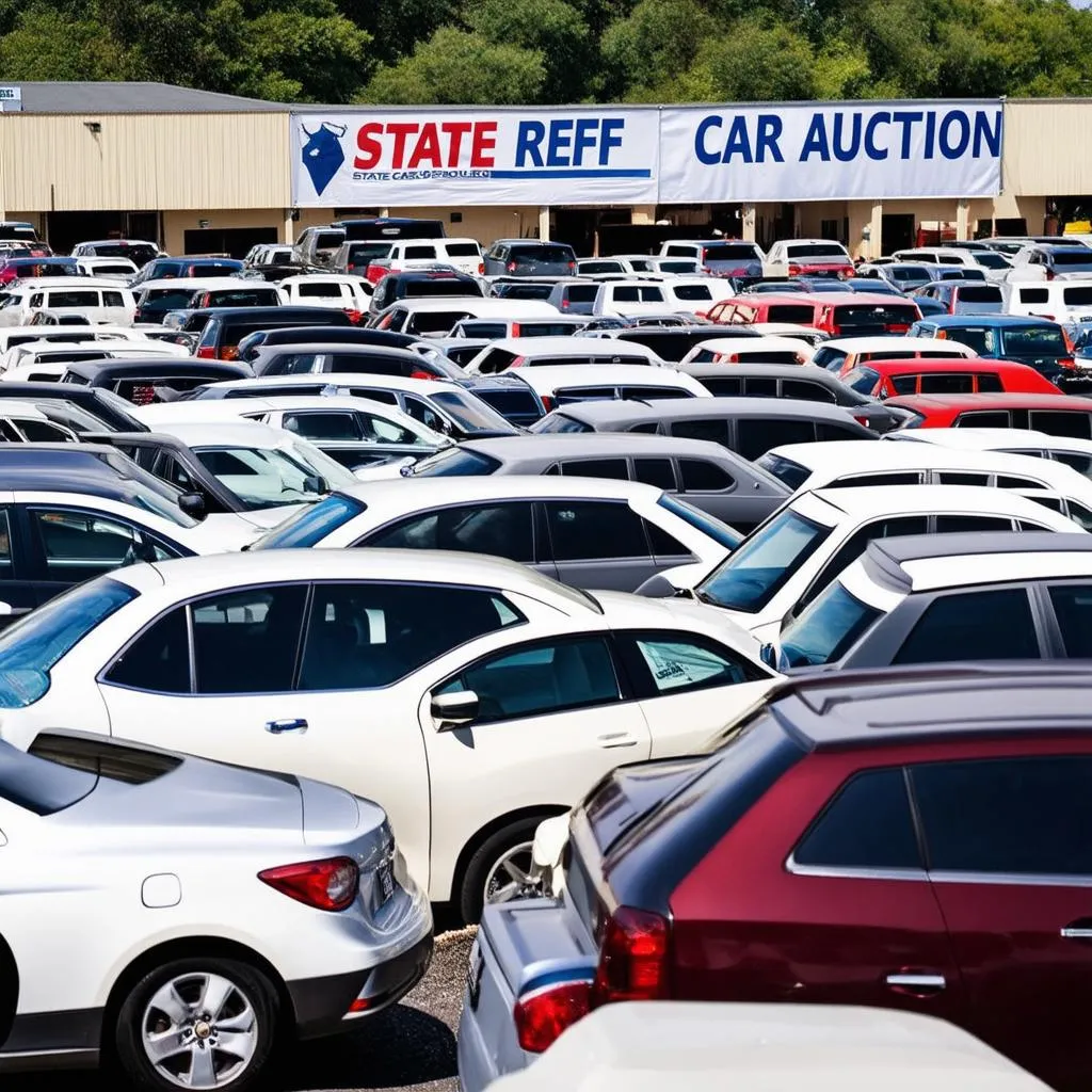 car auction lot full of cars