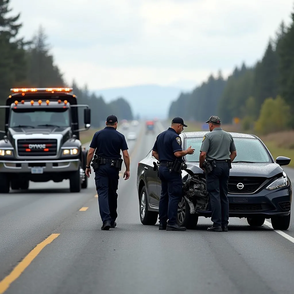 Car accident investigation on I-90 Coeur d'Alene