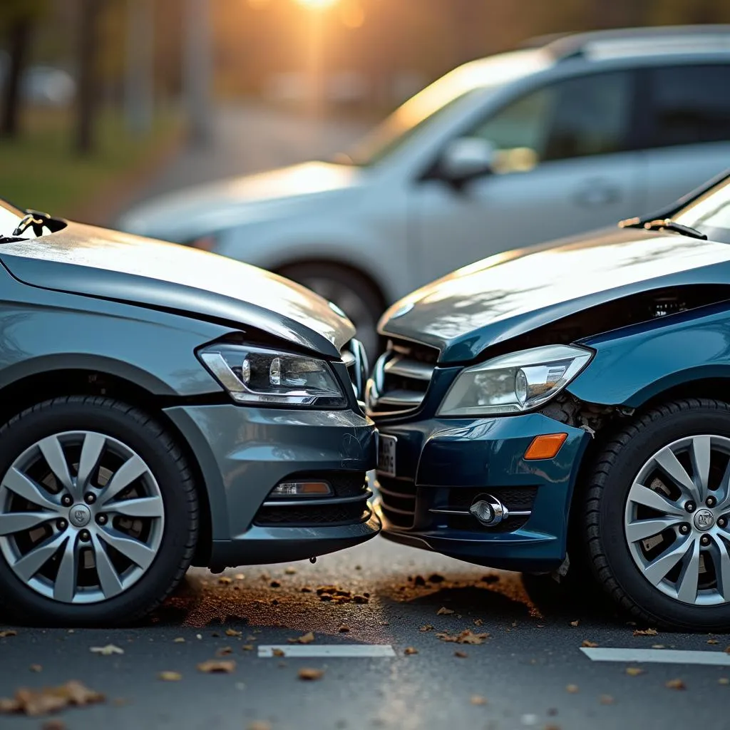 Car accident with two cars involved