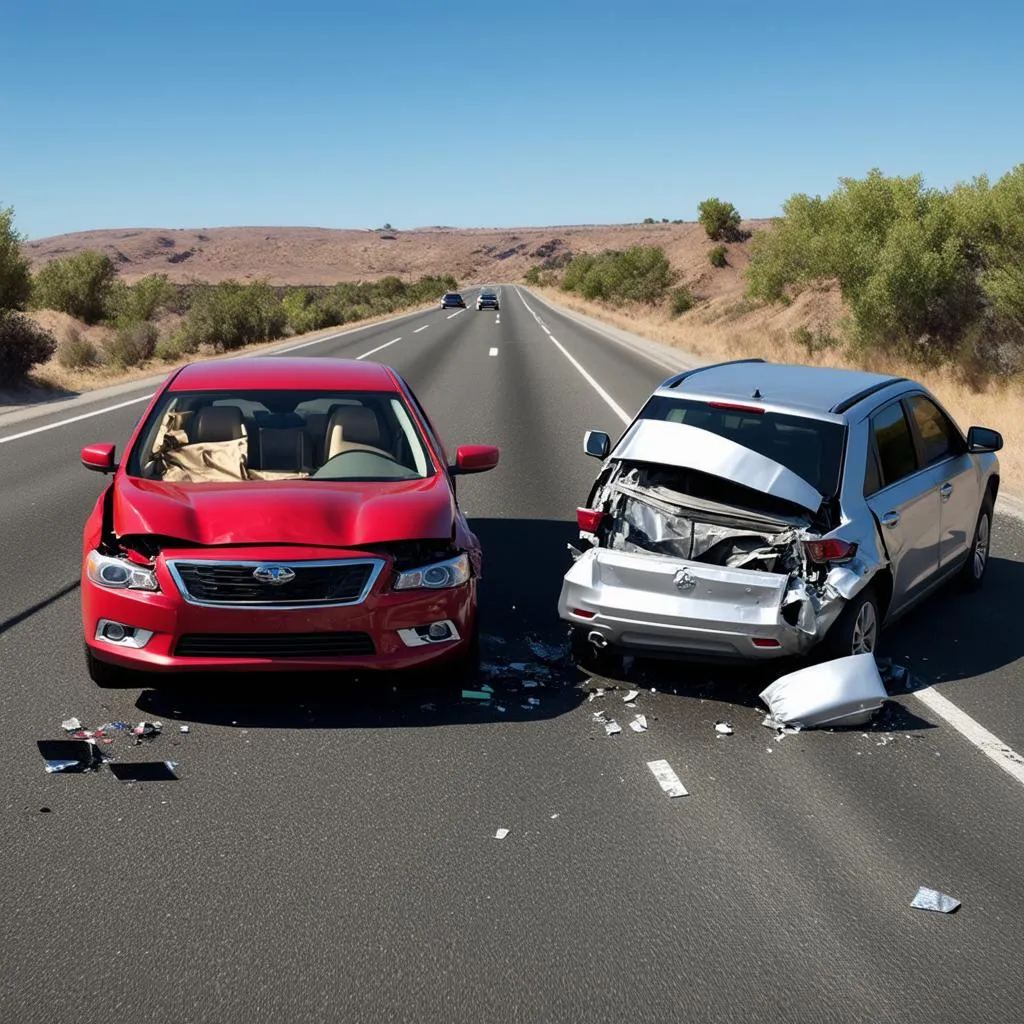 Car accident on highway in Los Banos