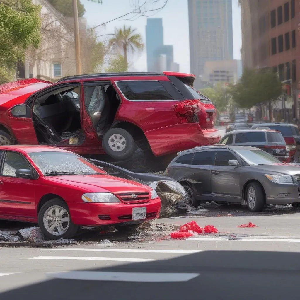 Car Accident on Busy Street