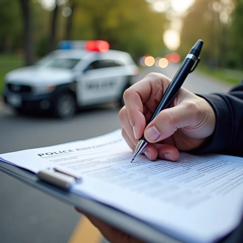 Filing a police report after a car accident