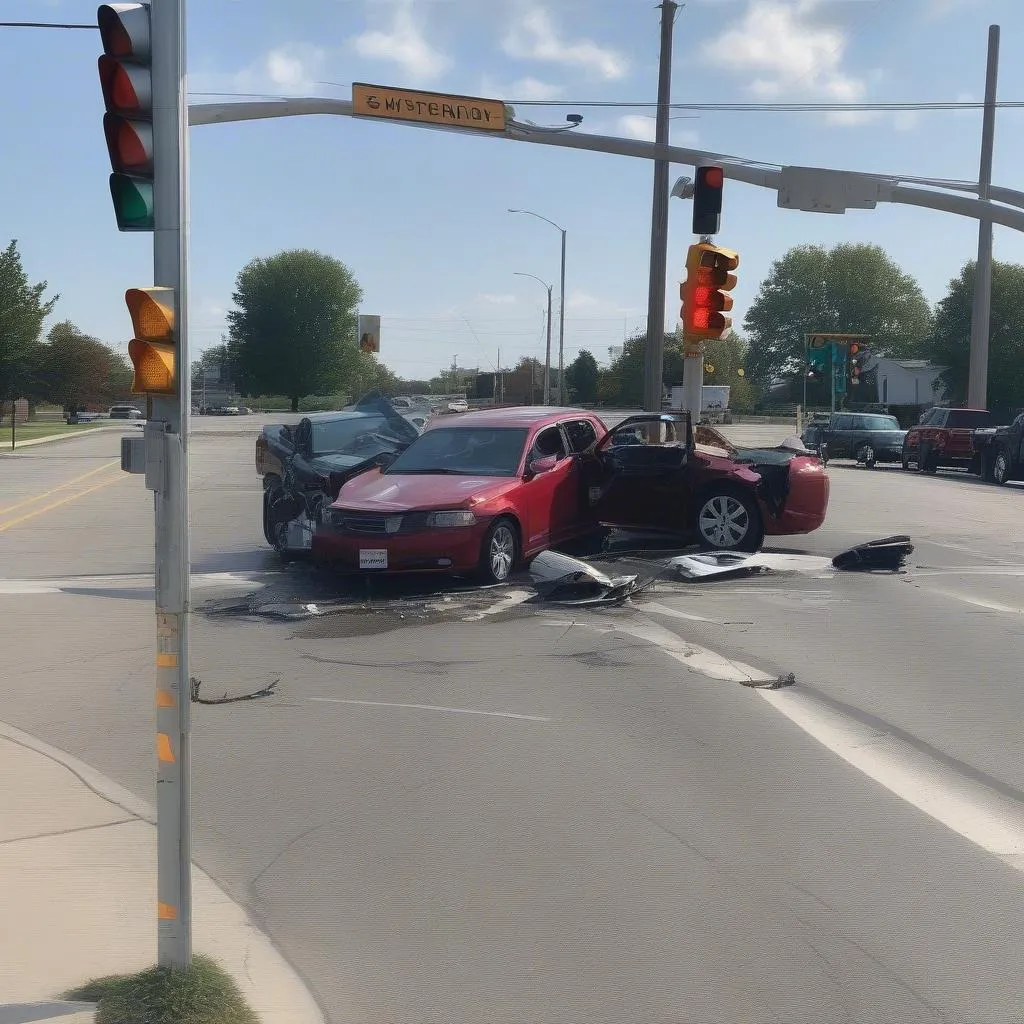 Car accident at an intersection in Sandusky Ohio