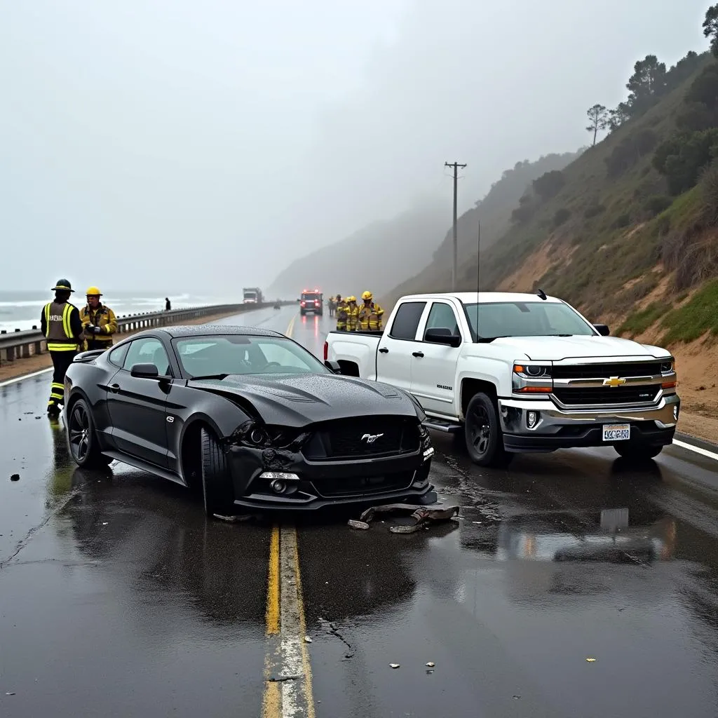 Car Accident Scene at Malibu