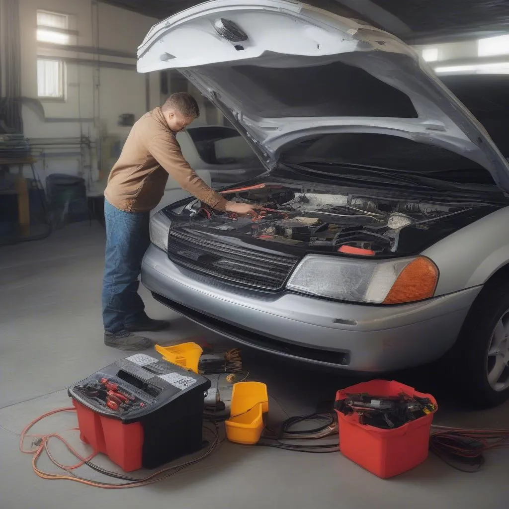 Car buckets in electrical system repair