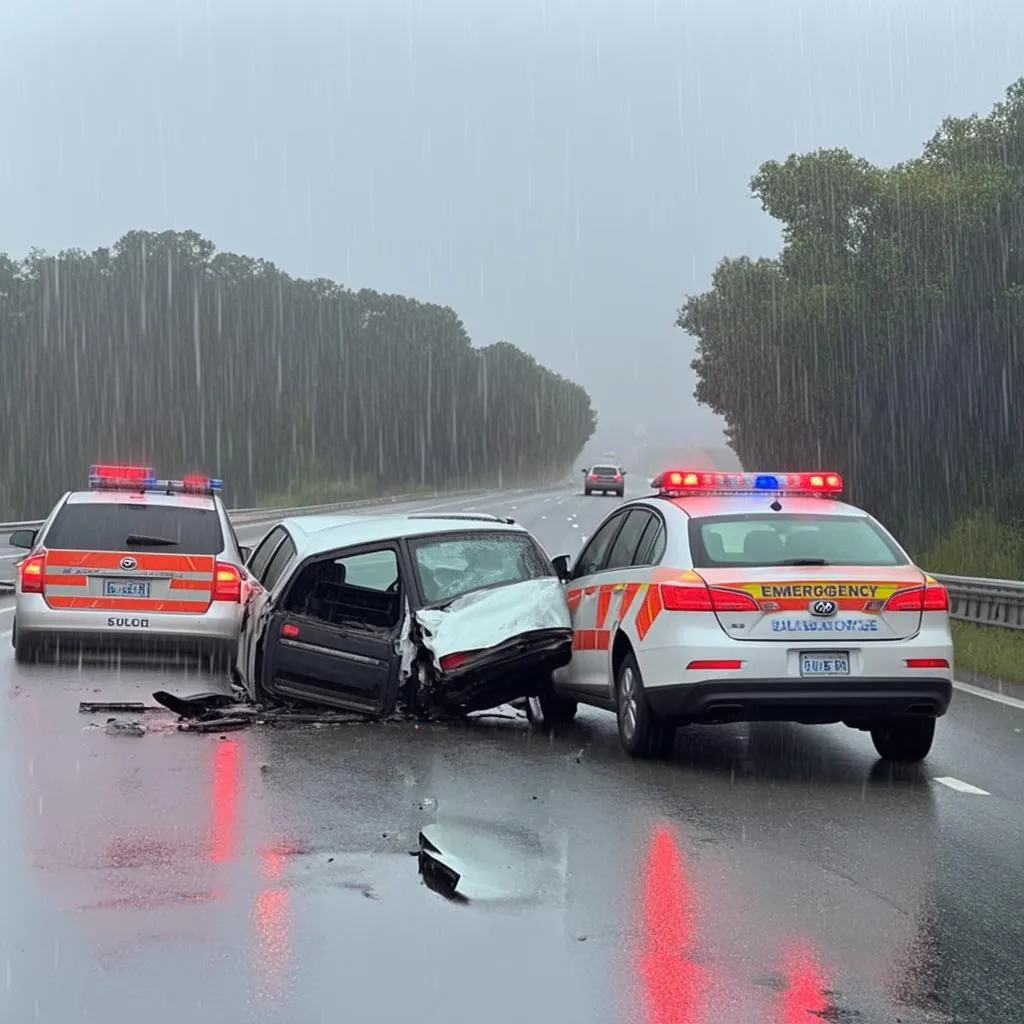 Car Crash on Highway