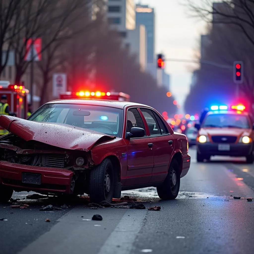 Car Crash Scene on S 49th Street