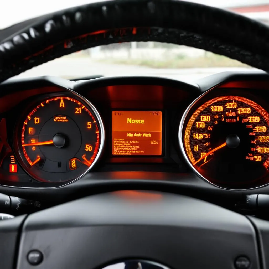 Dashboard warning lights on a 2004 car