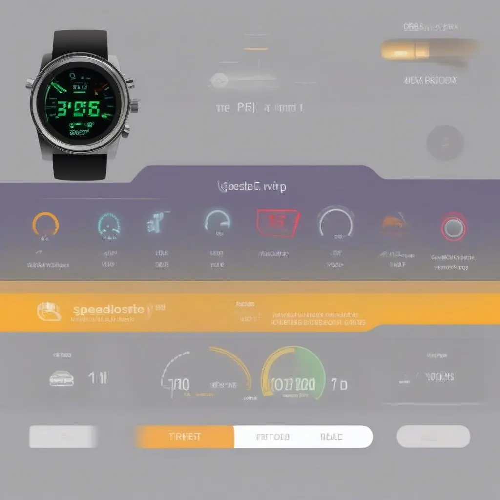 Car dashboard with app displaying OBD data