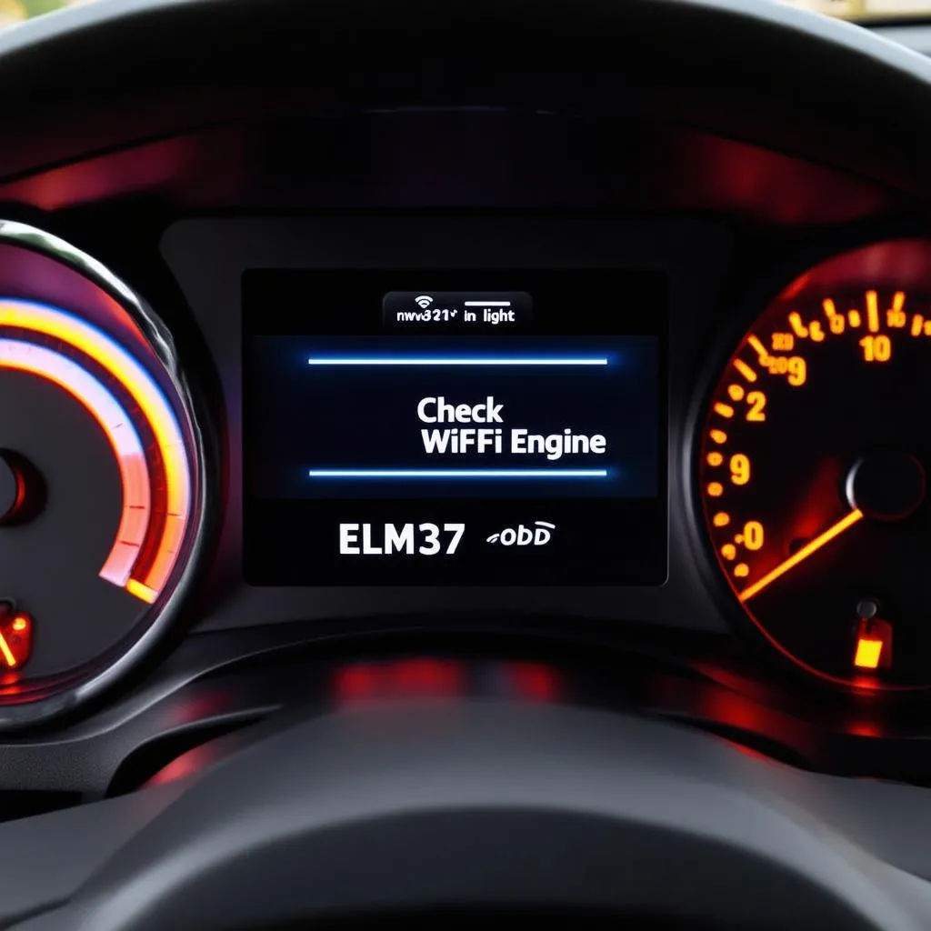 Car Dashboard with Check Engine Light