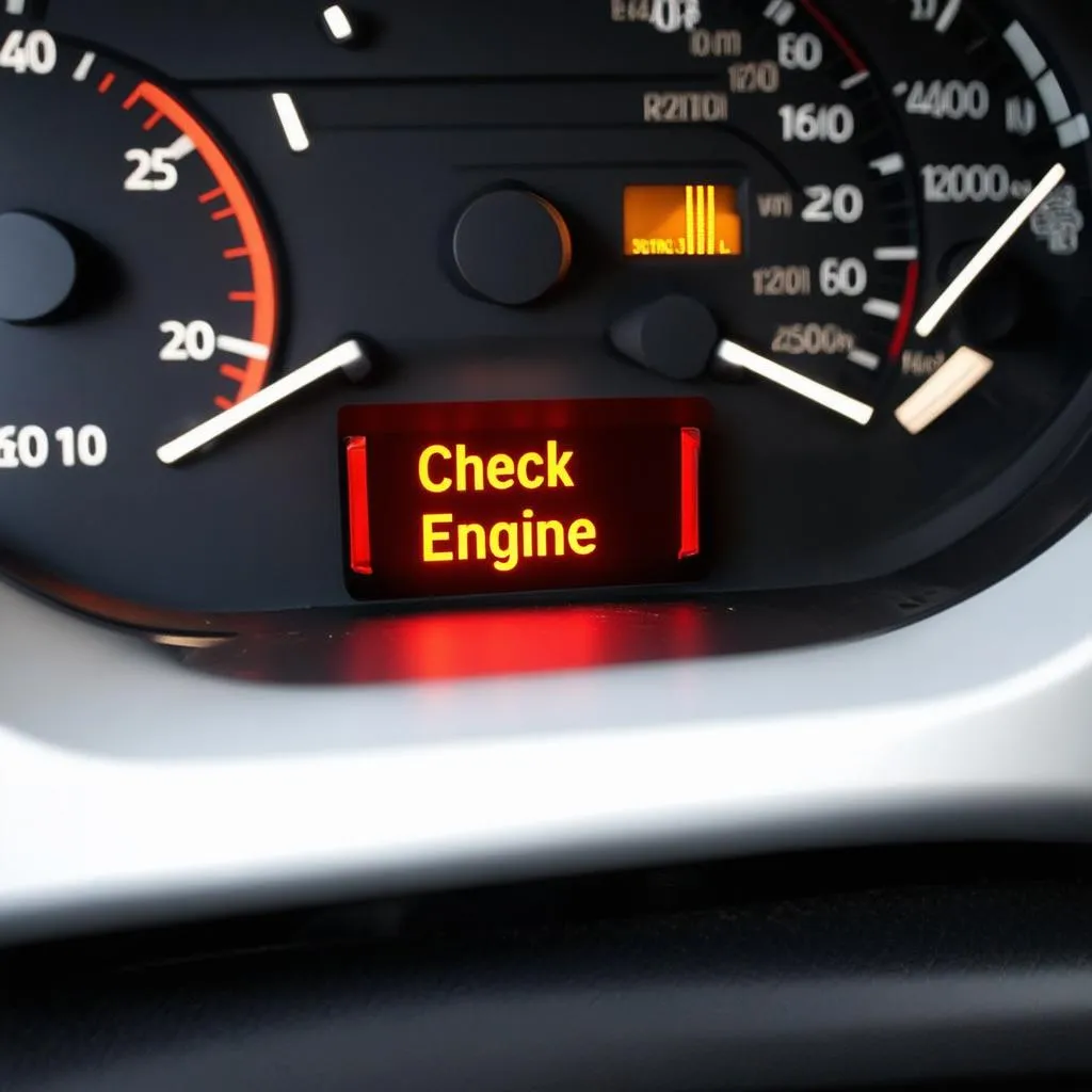 Check engine light on car dashboard