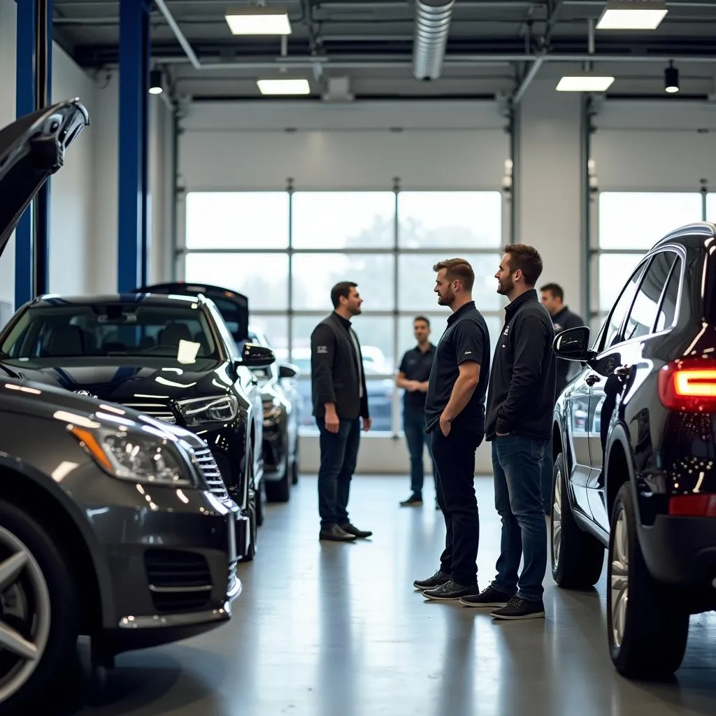 Modern car dealership service center