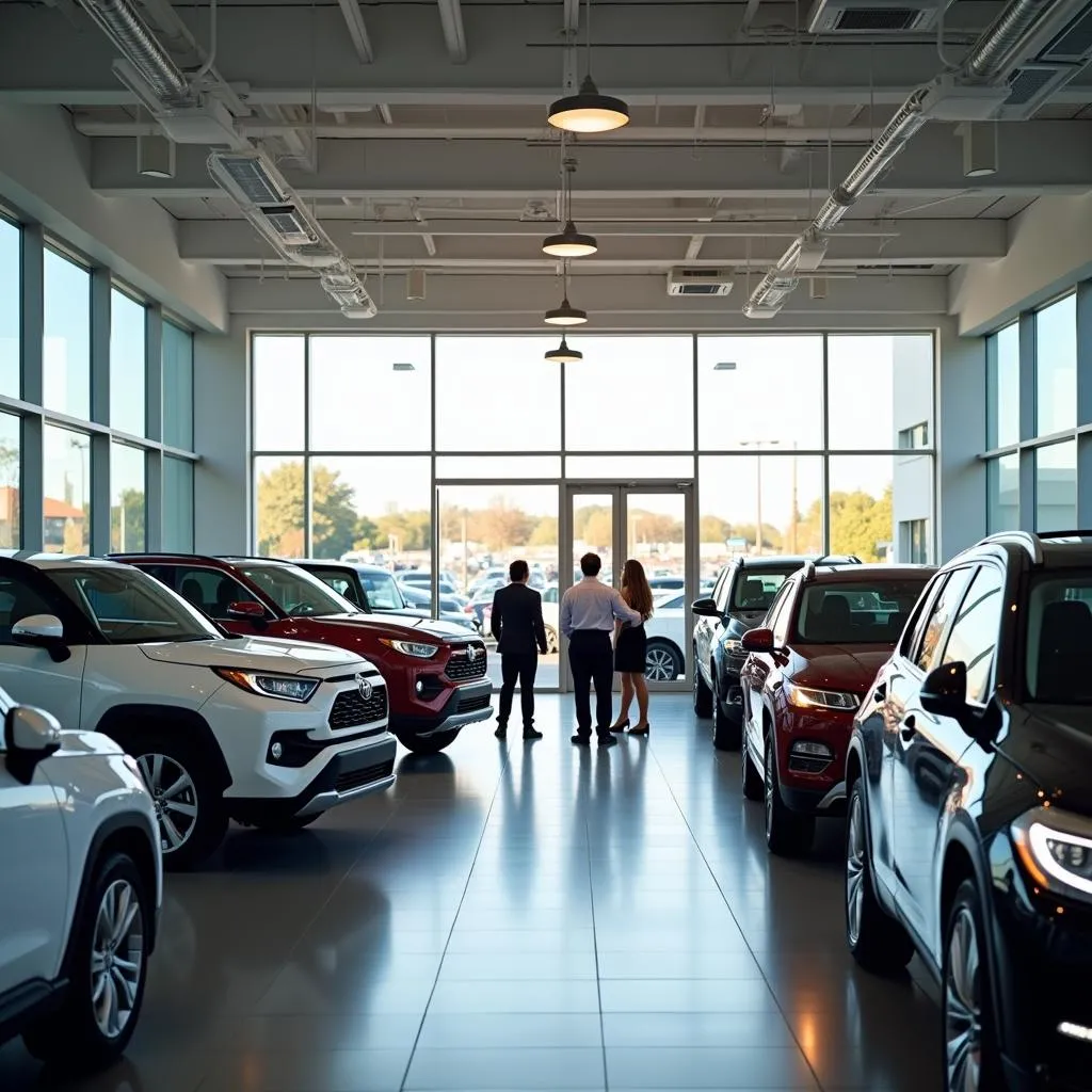 Dealership Showroom with Cars and SUVs