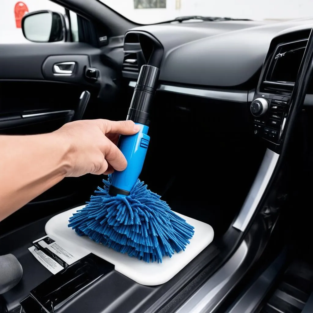 Car interior being detailed