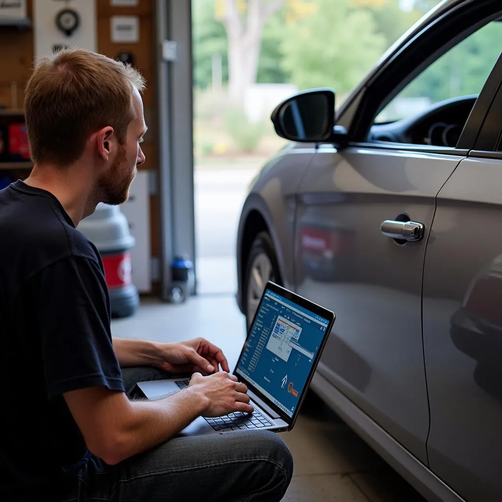 Car owner performing diagnostics at home