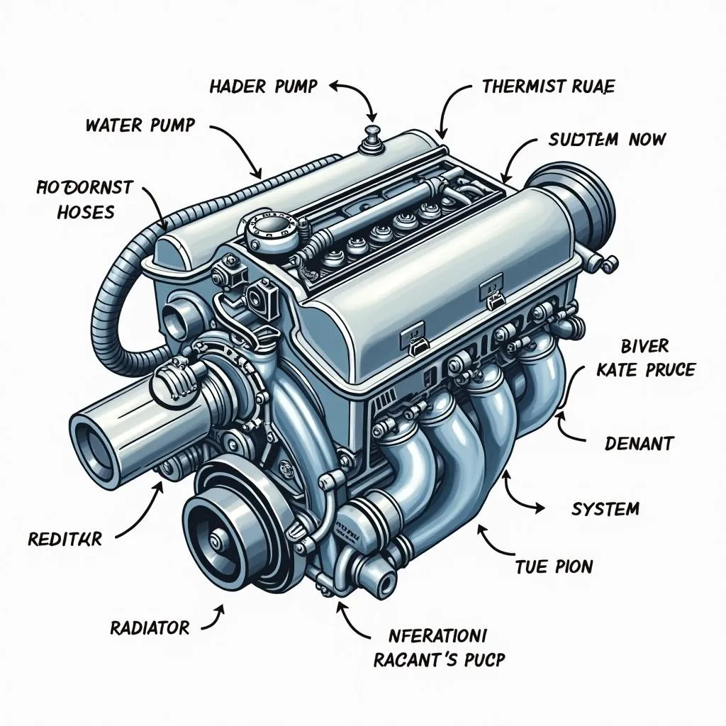 Car Engine Cooling System Illustration