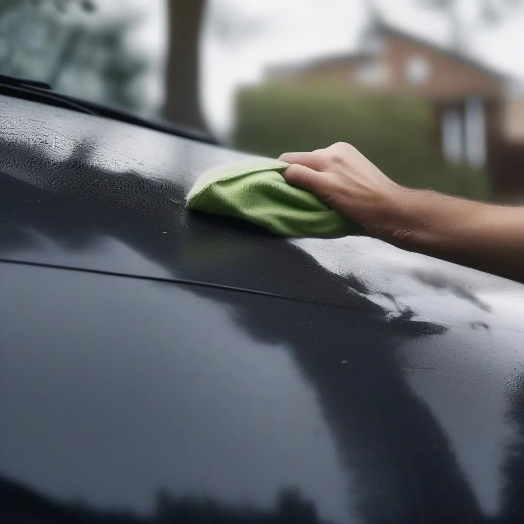 Close-up of Car Exterior Wipe