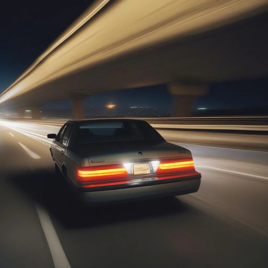 Car marker lights at night