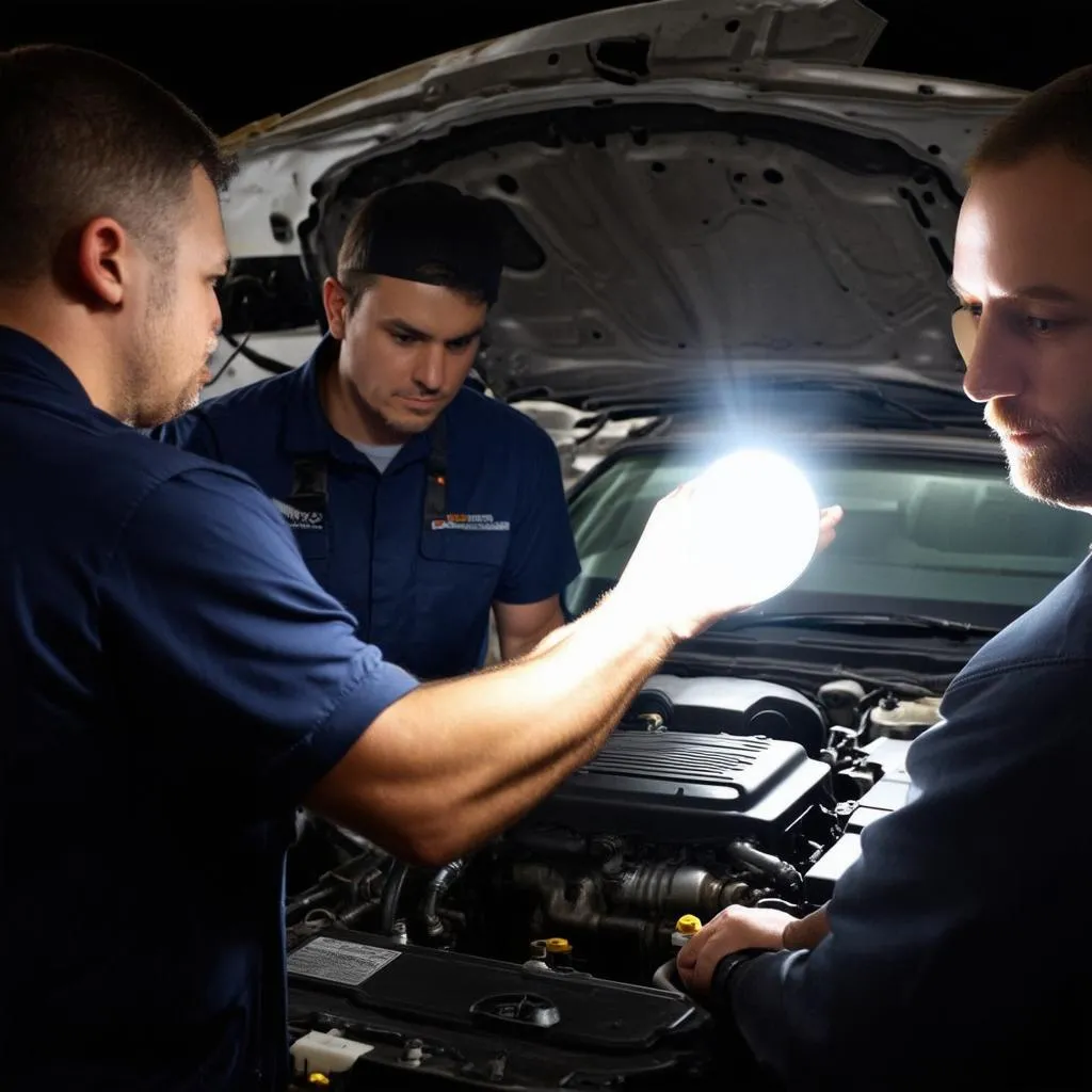 Car Mechanic Explaining Engine