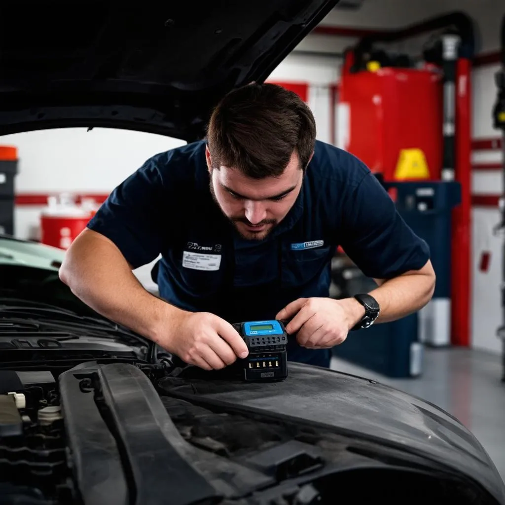 Mechanic Installing OBD Device