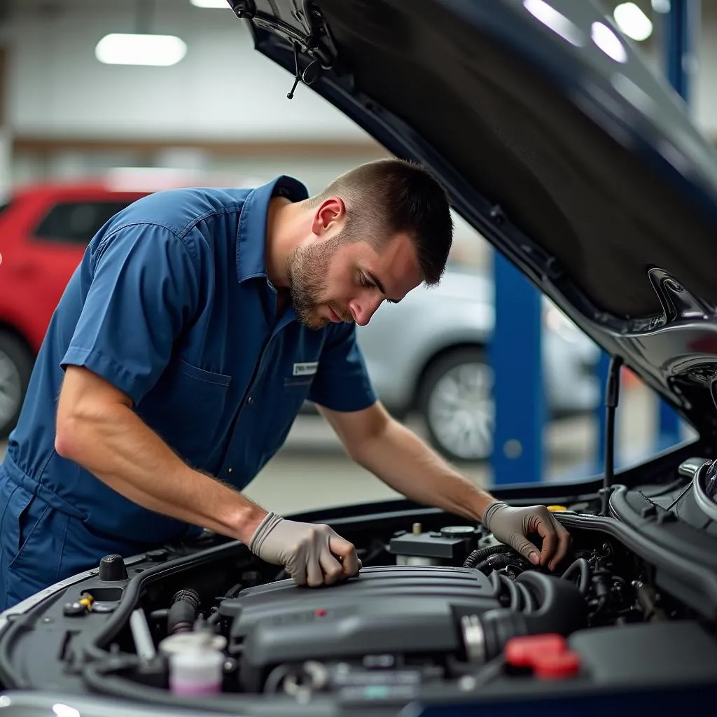 Mechanic Inspecting a Car in Lake Jackson, TX 