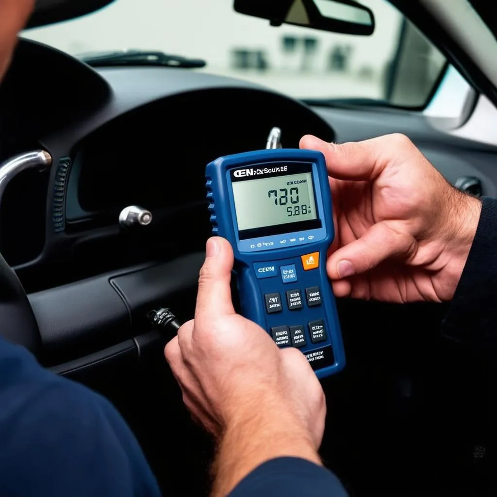 car mechanic using scan tool