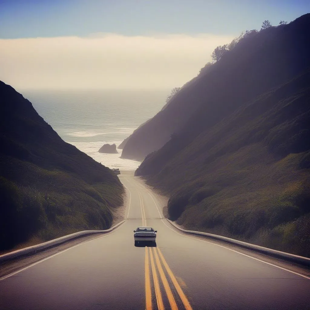 Driving through the scenic California highway