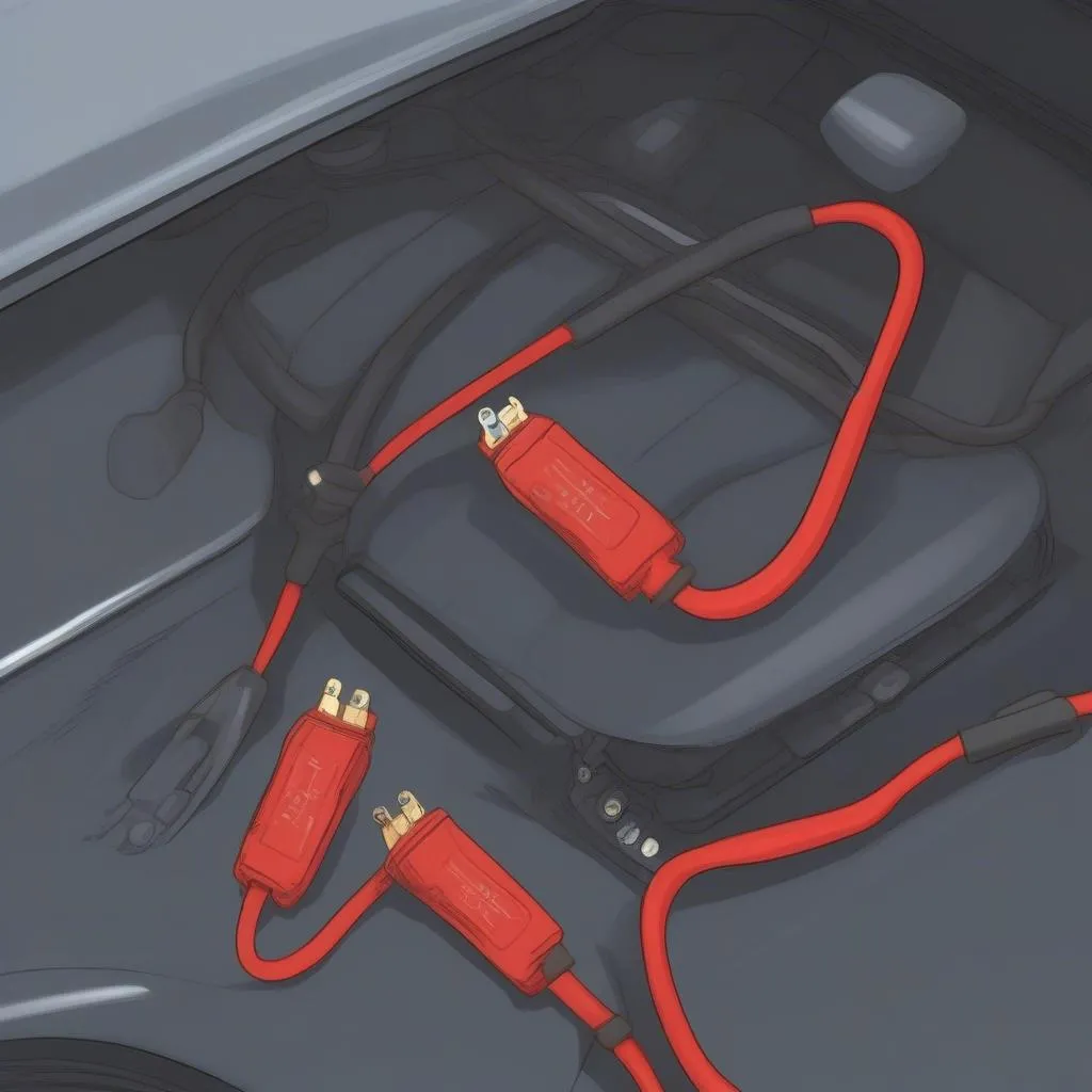 Jumper cables for jump-starting a car