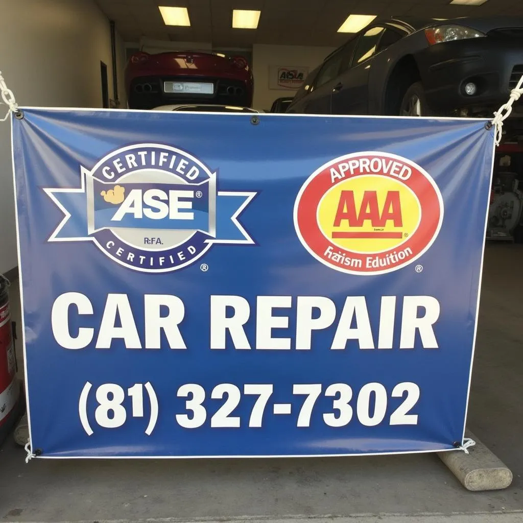 Car Repair Shop Sign with Certifications