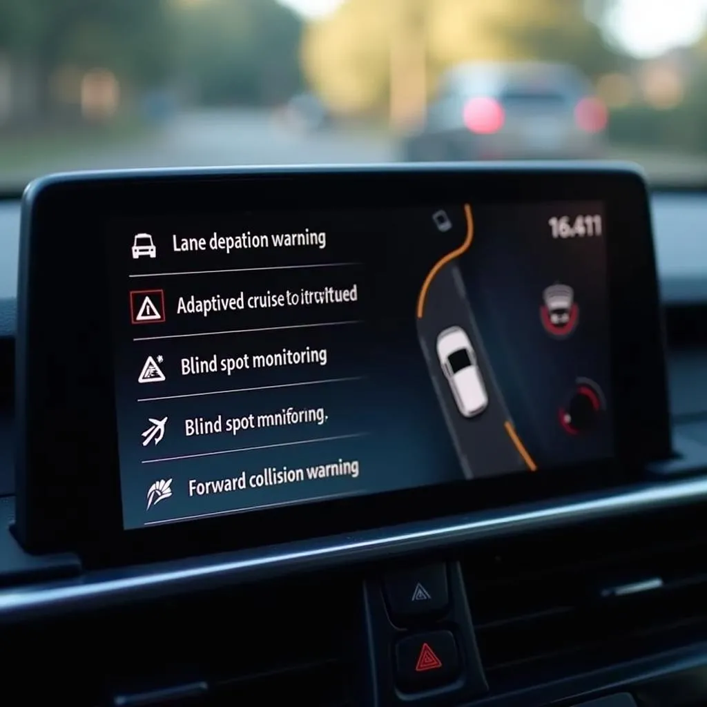 Car safety technology dashboard