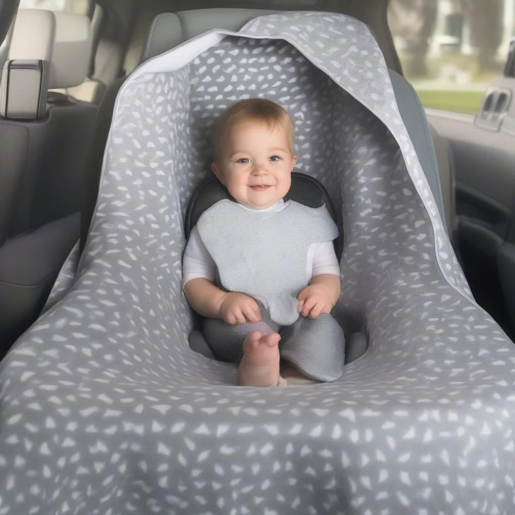 Car seat poncho protecting fabric from spills and messes