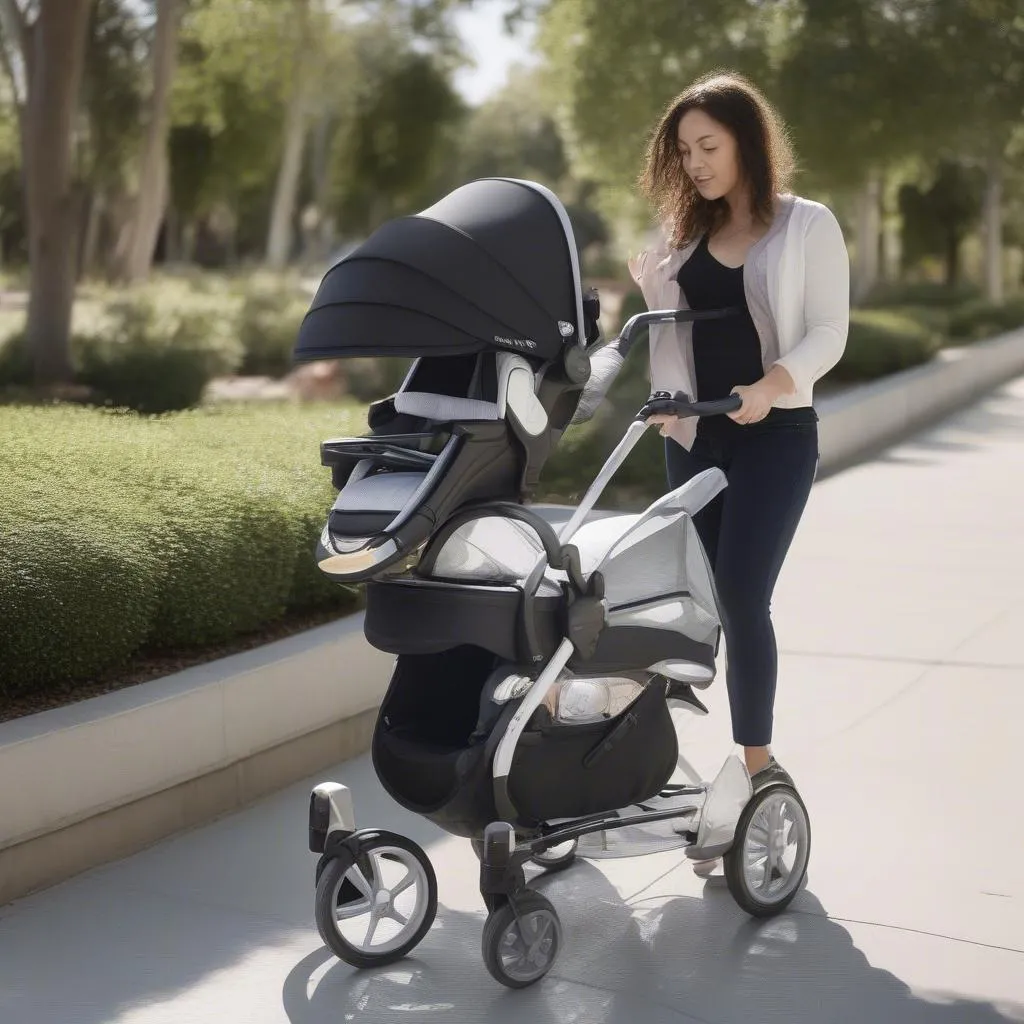 Car Seat Attached to a Stroller