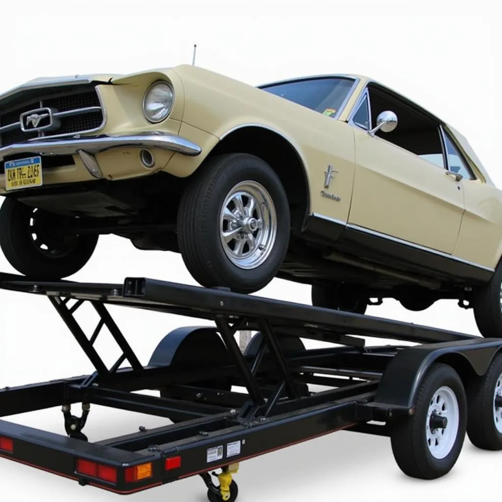 Car trailer lift lifting a classic car