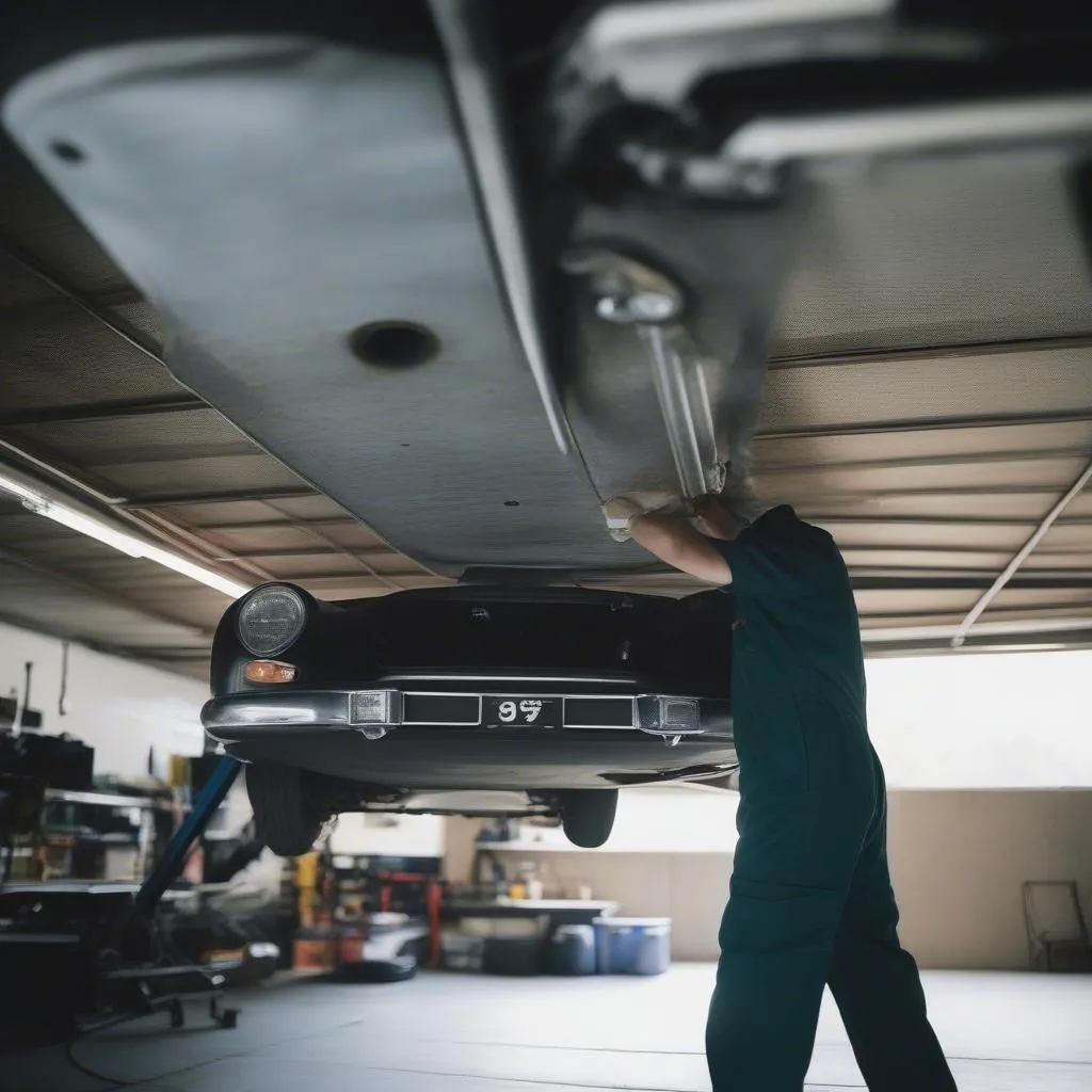 Mechanic Inspecting Car Trailer