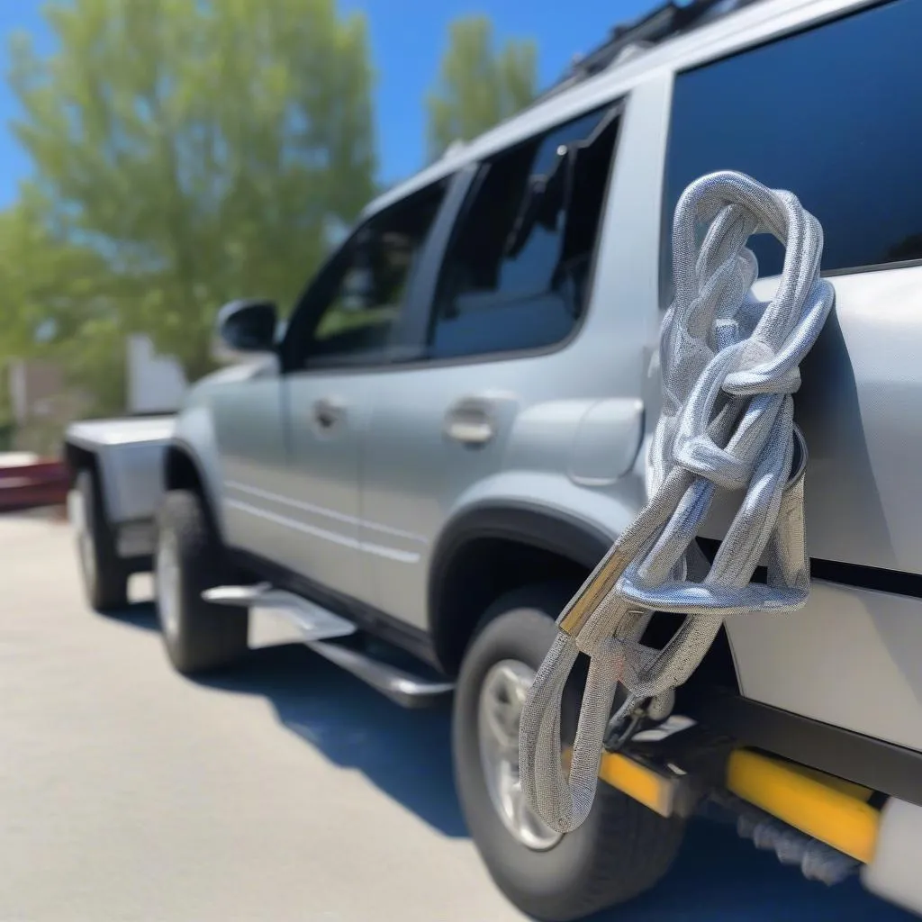 car trailer tie downs in action