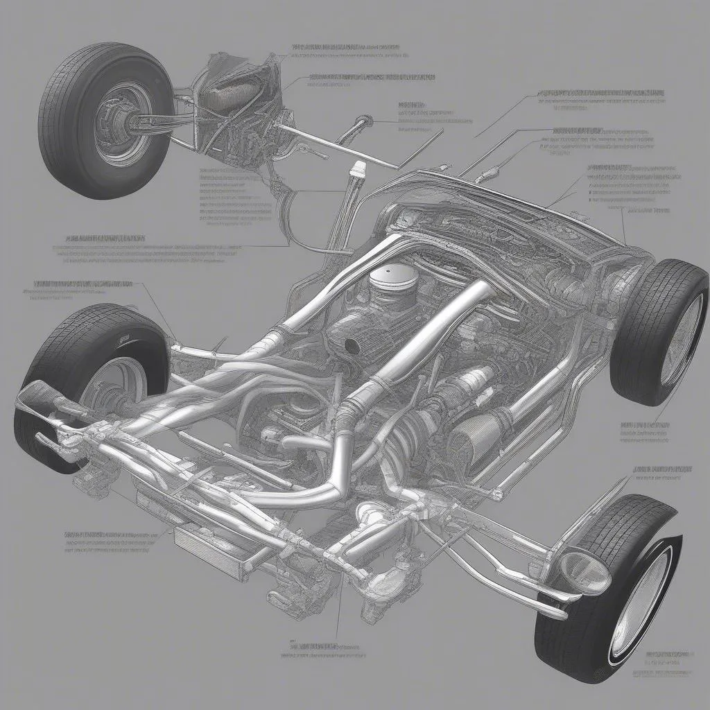 Under car diagram for a Ford Mustang