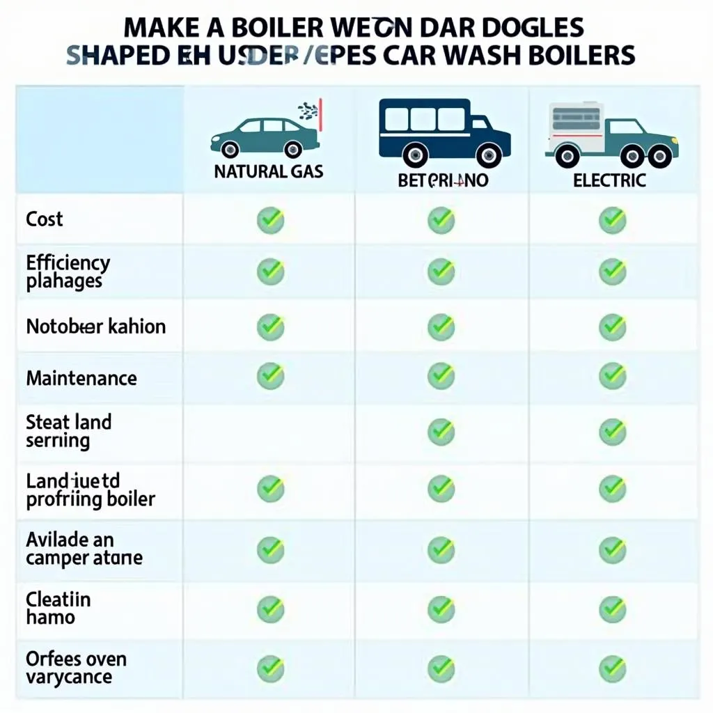 Chart comparing different car wash boiler types