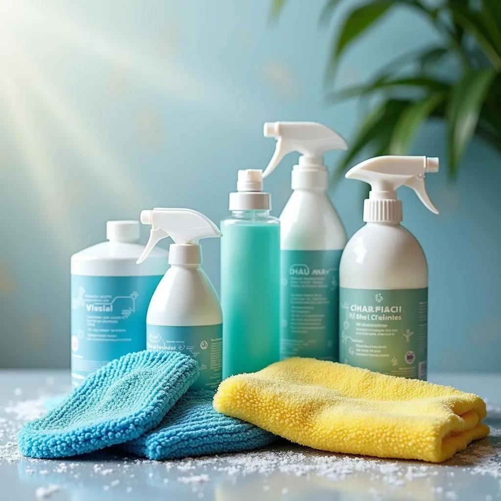 Car Wash Cleaning Products Displayed on a Shelf