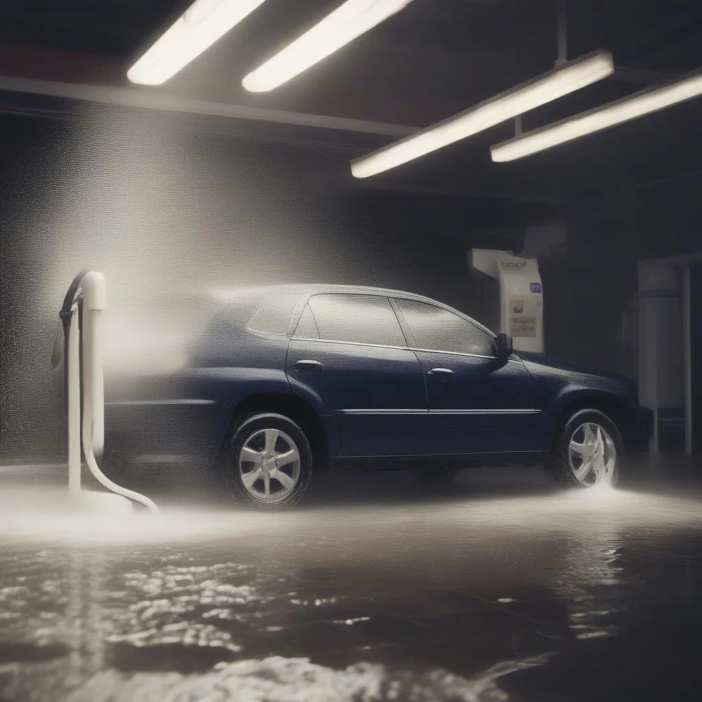 A car being washed at a car wash