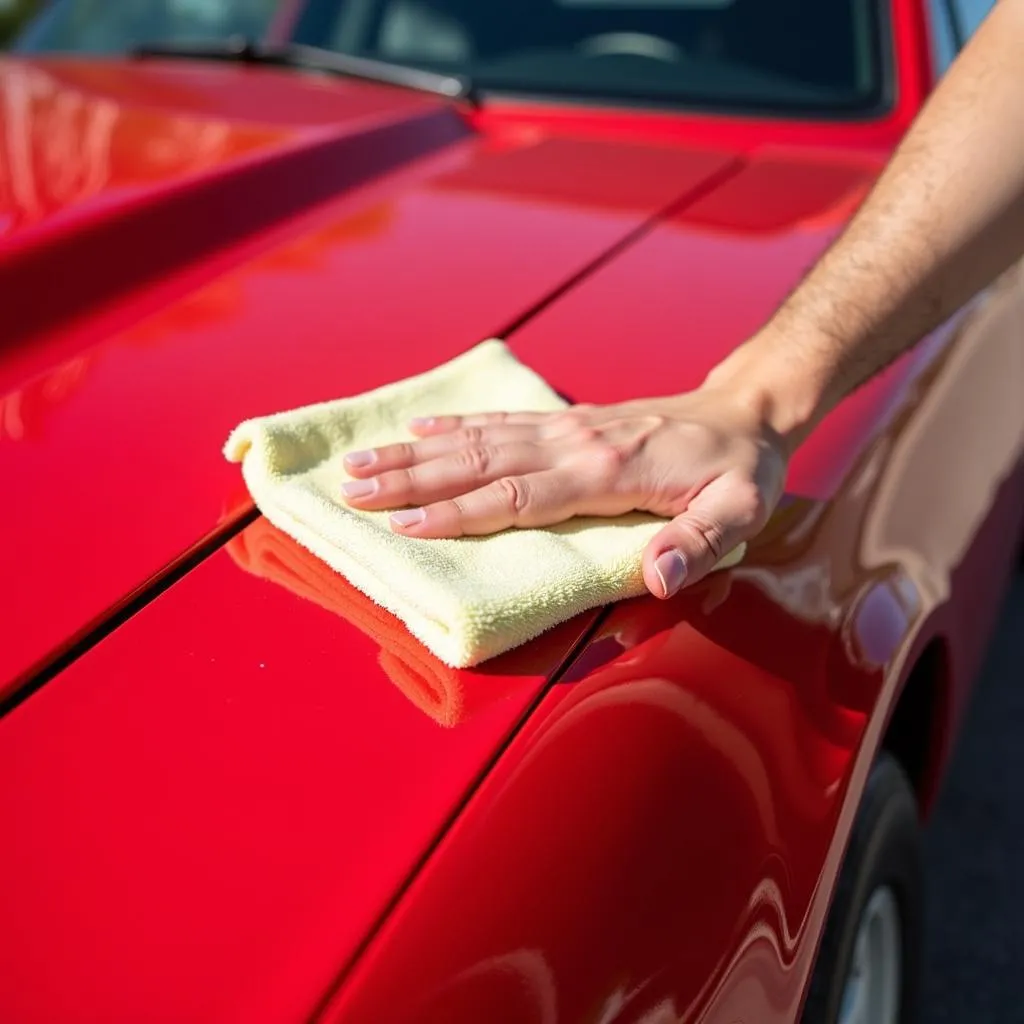 Applying Car Wax Cleaner