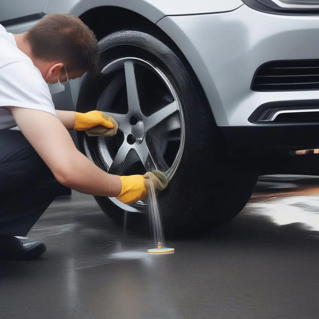 Cleaning car wheels