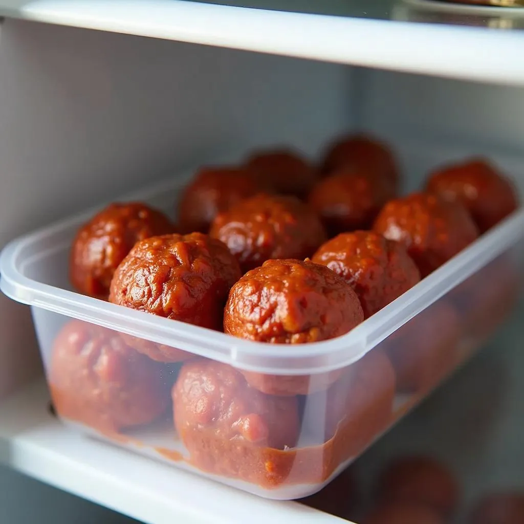 Carando meatballs stored in fridge