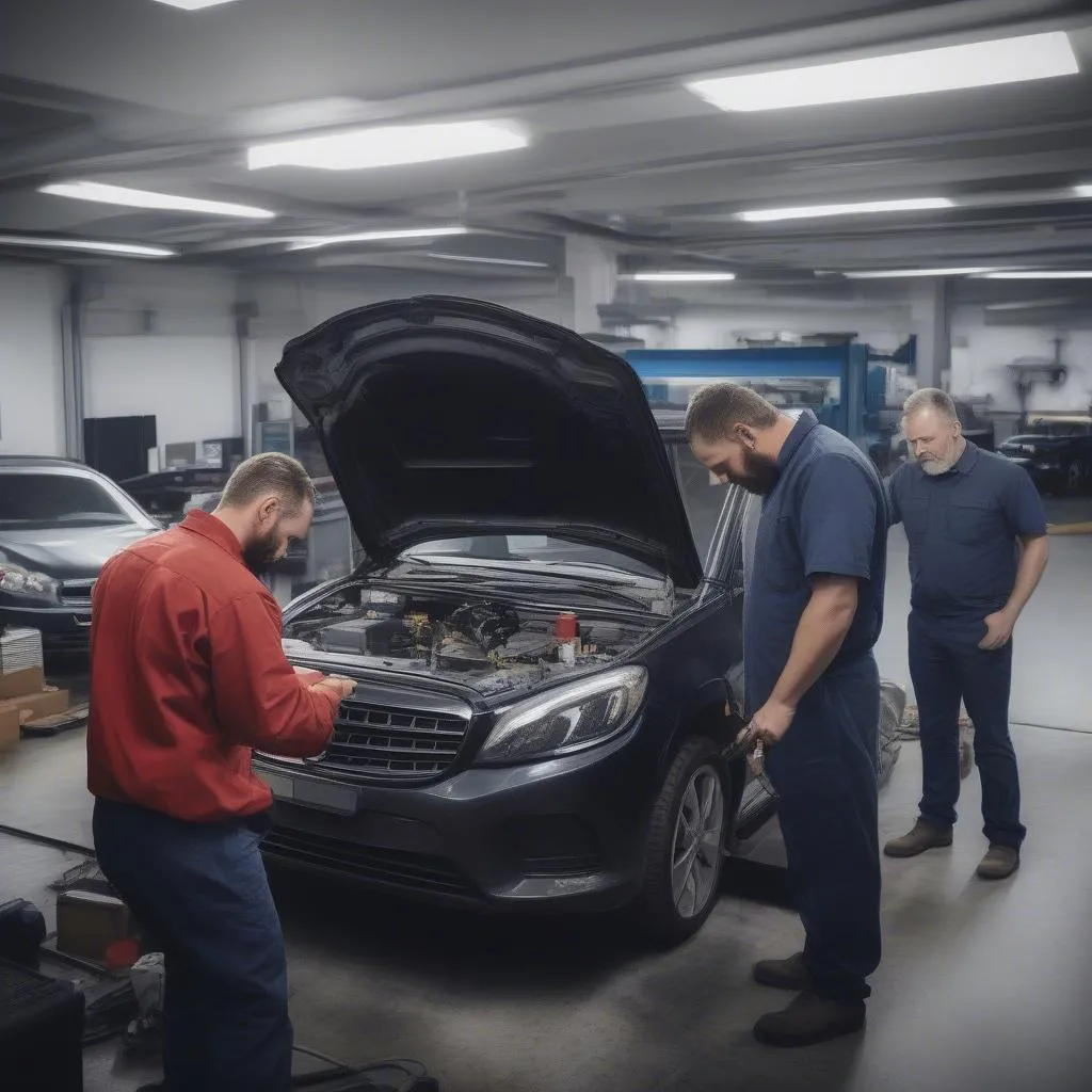 European-car-repair-team