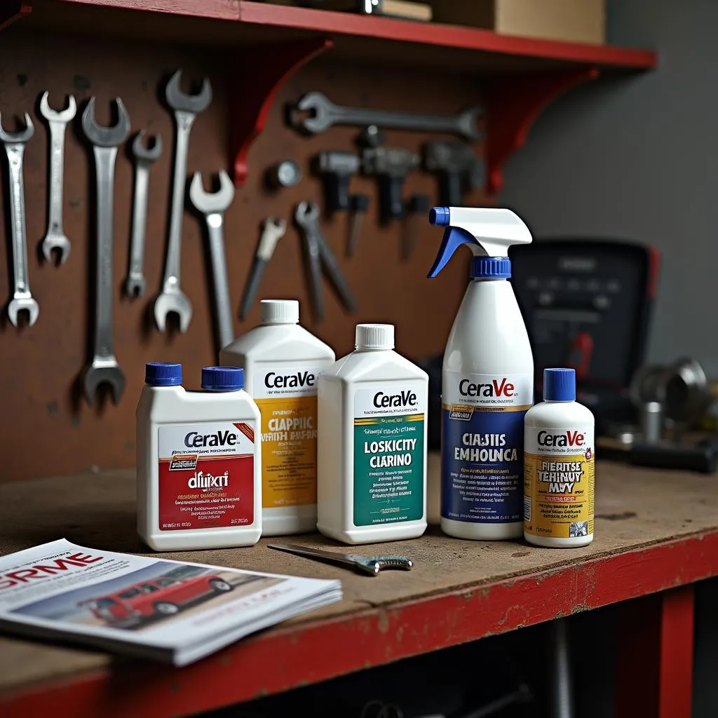 CeraVe Products on Garage Workbench