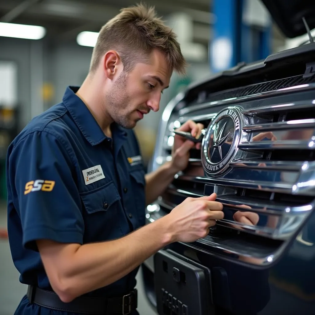 Certified Mercury Mechanic Performing Inspection