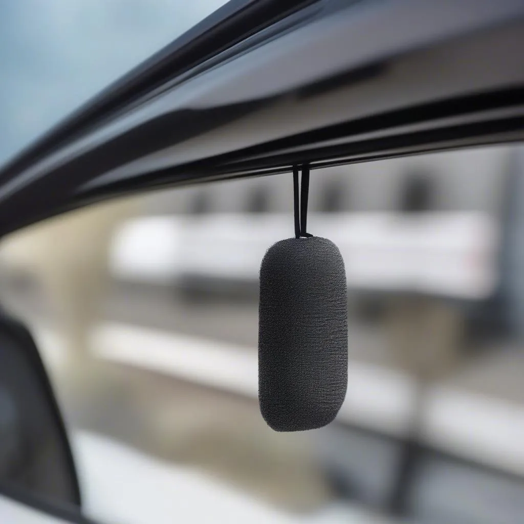 Natural Charcoal Car Air Freshener Hanging in Car Interior